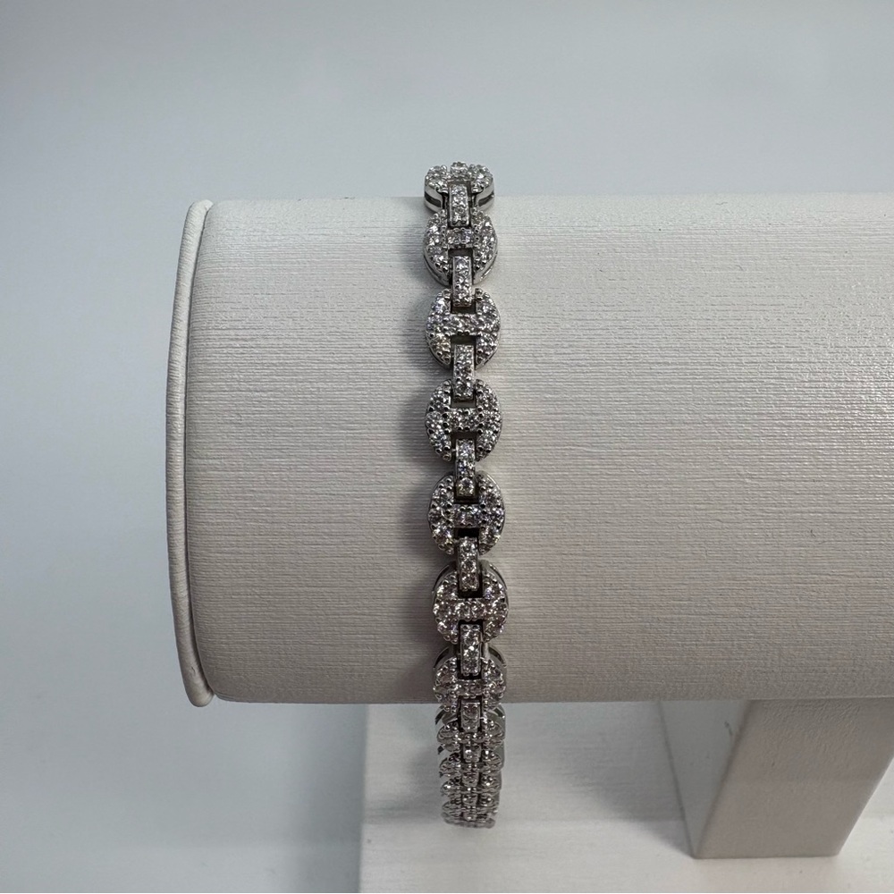 Certified Silver 925 Authentic Moissanite Gucci Link Tennis Bracelet (Brand New)